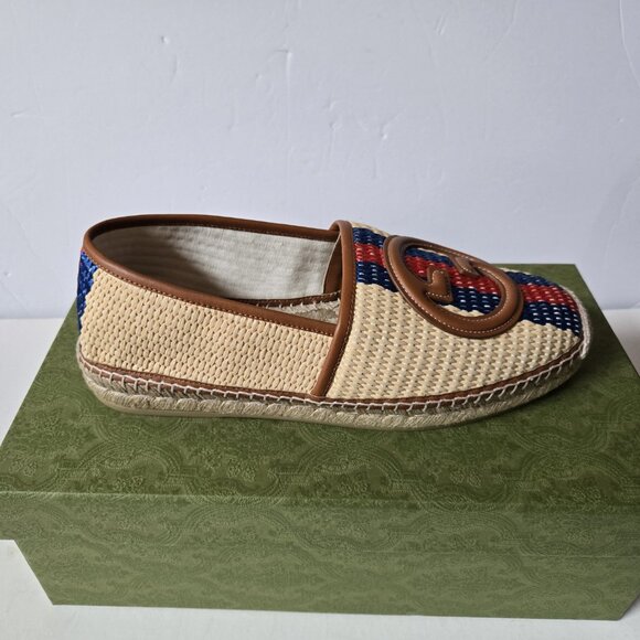 NIB Gucci Men's raffia interlocking G espadrilles G 10.5 US 11 - Picture 4 of 9